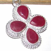 Rub 118c rubis pendentif pendant croix 60x38mm argent