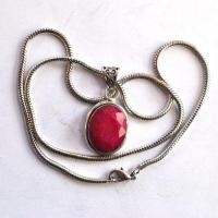 Rub 120 pendentif pendant 45x20mm rubis chaine argent925 1