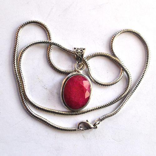 Rub 120 pendentif pendant 45x20mm rubis chaine argent925 1