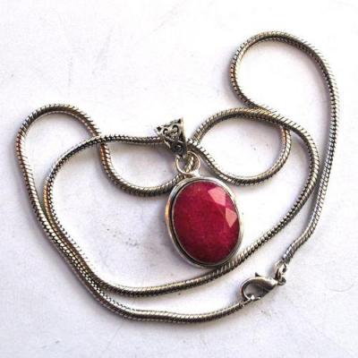 Rub 120 pendentif pendant 45x20mm rubis chaine argent925 3