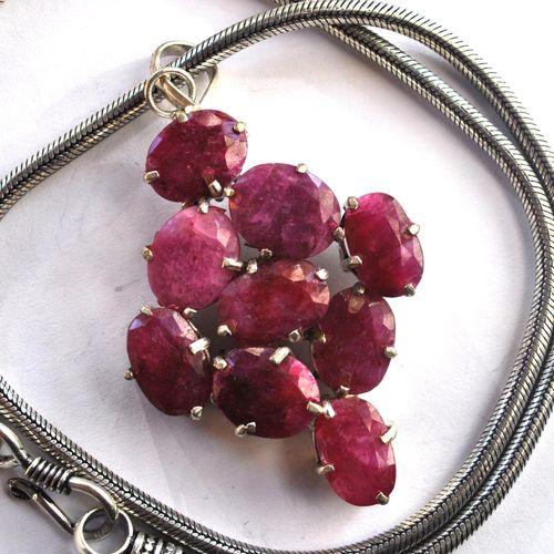 Rub 151 pendentif pendant chaine rubis 40x80mm argent925 1