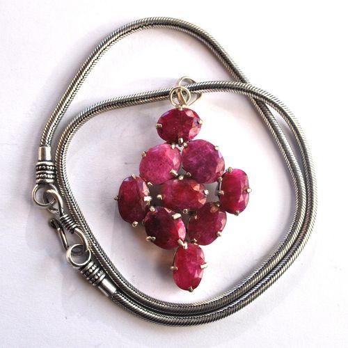 Rub 151 pendentif pendant chaine rubis 40x80mm argent925 2