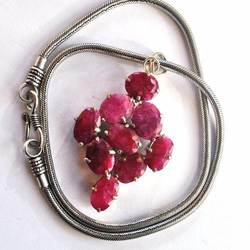 Rub 151 pendentif pendant chaine rubis 40x80mm argent925 3