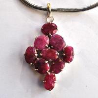 Rub 151 pendentif pendant chaine rubis 40x80mm argent925 4