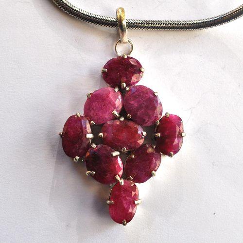 Rub 151 pendentif pendant chaine rubis 40x80mm argent925 4