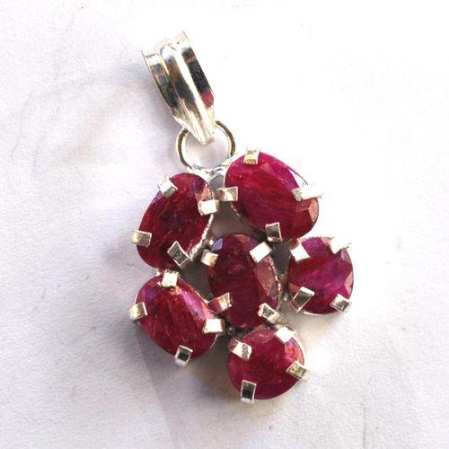 Rub 159 pendentif pendant 45mm rubis 8x10mm argent925 1