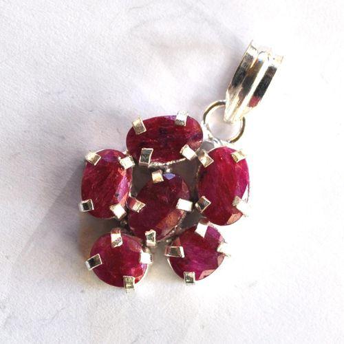 Rub 159 pendentif pendant 45mm rubis 8x10mm argent925 3