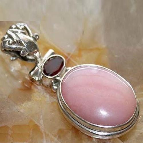Rub 161b pendentif pendant rubis opale rose 40mm argent
