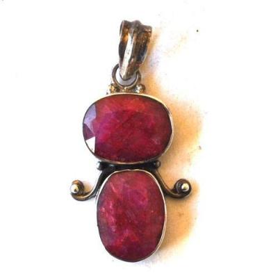 Rub 167 pendentif pendant 40mm rubis 10x15mm ethnique argent925 1