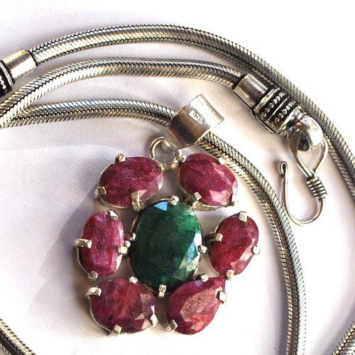 Rub 168 pendentif pendant 50mm rubis 8x10mm argent925 1