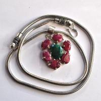 Rub 168 pendentif pendant 50mm rubis 8x10mm argent925 2