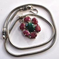 Rub 168 pendentif pendant 50mm rubis 8x10mm argent925 3