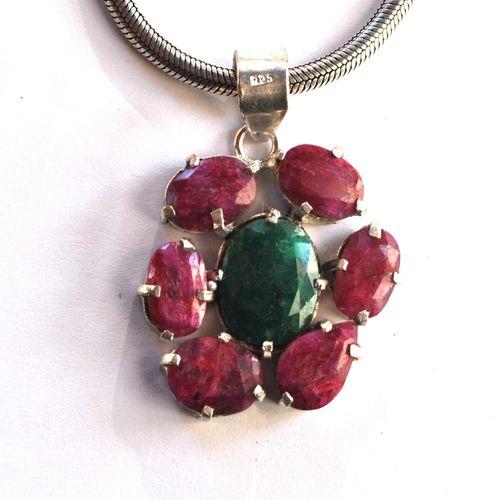 Rub 168 pendentif pendant 50mm rubis 8x10mm argent925 4