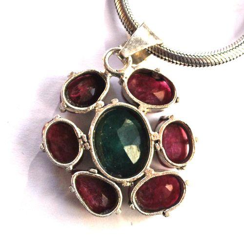 Rub 168 pendentif pendant 50mm rubis 8x10mm argent925 5