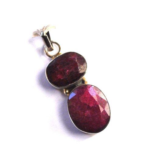 Rub 174 pendentif pendant 40x15mm rubis perles argent925 1