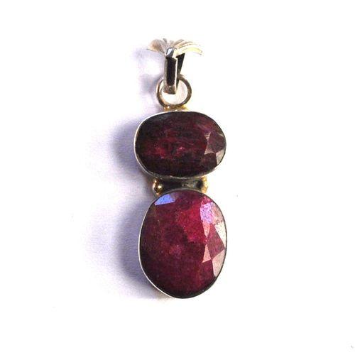 Rub 174 pendentif pendant 40x15mm rubis perles argent925 2