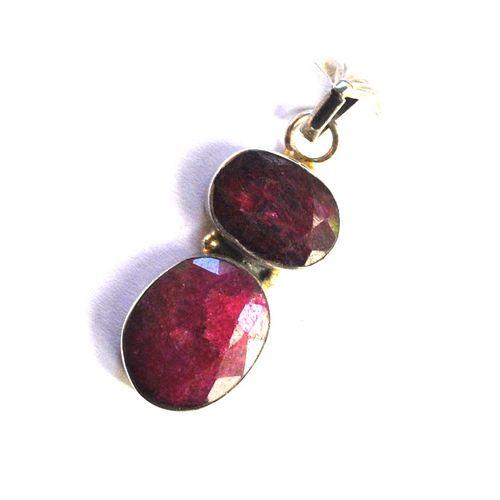 Rub 174 pendentif pendant 40x15mm rubis perles argent925 3