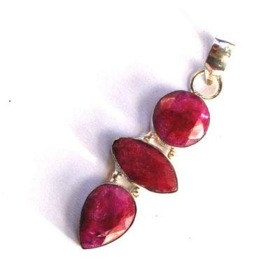 Rub 177 pendentif pendant 55x15mm rubis perles argent925 1