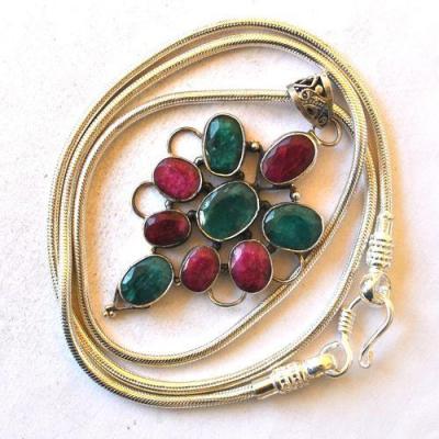 Rub 184 pendentif pendant rubis emeraude argent 925 80mm 55gr 5