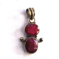 Rub 186 pendentif pendant 40x20mm rubis 12x10mm argent925 1