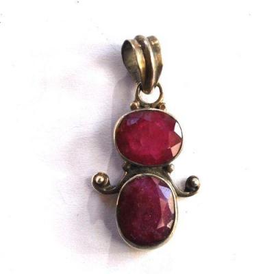 Rub 186 pendentif pendant 40x20mm rubis 12x10mm argent925 1