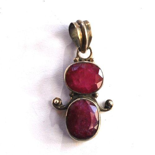 Rub 186 pendentif pendant 40x20mm rubis 12x10mm argent925 1