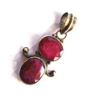 Rub 186 pendentif pendant 40x20mm rubis 12x10mm argent925 2