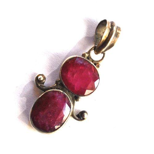 Rub 186 pendentif pendant 40x20mm rubis 12x10mm argent925 2