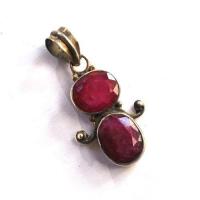 Rub 186 pendentif pendant 40x20mm rubis 12x10mm argent925 3