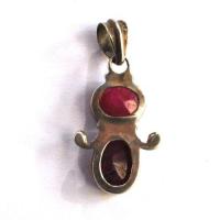 Rub 186 pendentif pendant 40x20mm rubis 12x10mm argent925 4