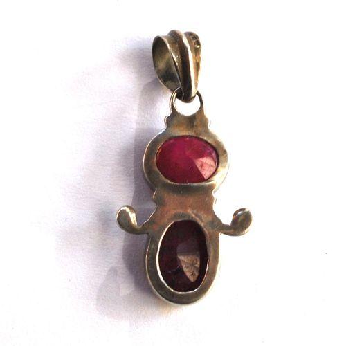 Rub 186 pendentif pendant 40x20mm rubis 12x10mm argent925 4