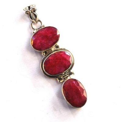 Rub 189 pendentif pendant 55x18mm rubis 10x14mm argent925 1