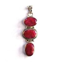Rub 189 pendentif pendant 55x18mm rubis 10x14mm argent925 2