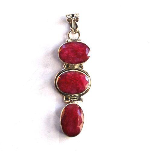 Rub 189 pendentif pendant 55x18mm rubis 10x14mm argent925 2