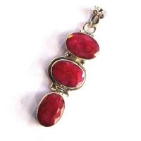 Rub 189 pendentif pendant 55x18mm rubis 10x14mm argent925 3