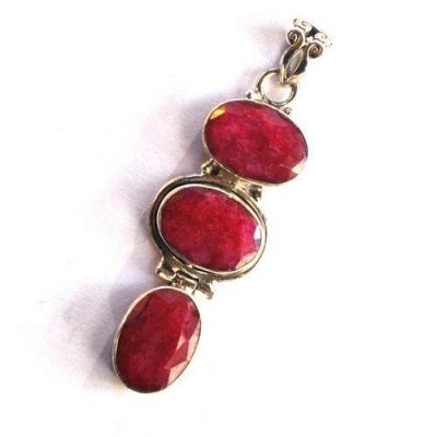 Rub 189 pendentif pendant 55x18mm rubis 10x14mm argent925 1 