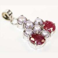 Rub 195b pendentif pendant rubis perle 14gr achat vente bijou argent 925