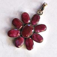 Rub 196 pendentif pendant 50x35mm rubis 3x10mm 14x18mm argent925 1