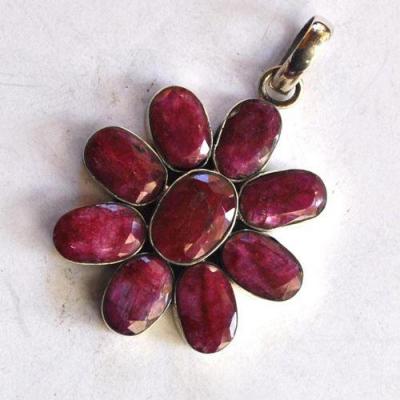 Rub 196 pendentif pendant 50x35mm rubis 3x10mm 14x18mm argent925 1