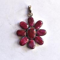 Rub 196 pendentif pendant 50x35mm rubis 3x10mm 14x18mm argent925 2