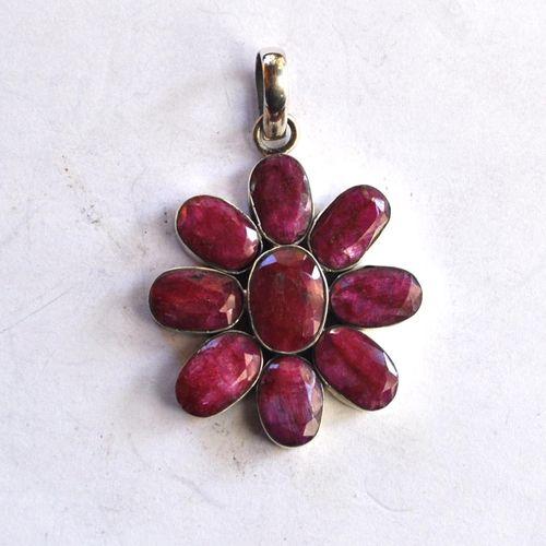 Rub 196 pendentif pendant 50x35mm rubis 3x10mm 14x18mm argent925 2