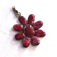 Rub 196 pendentif pendant 50x35mm rubis 3x10mm 14x18mm argent925 3