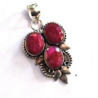 Rub 197 pendentif pendant 40x20mm rubis 8x10mm argent925 1