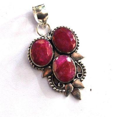 Rub 197 pendentif pendant 40x20mm rubis 8x10mm argent925 1