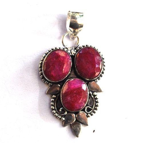 Rub 197 pendentif pendant 40x20mm rubis 8x10mm argent925 2