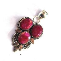 Rub 197 pendentif pendant 40x20mm rubis 8x10mm argent925 3