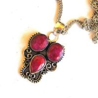 Rub 208 pendant chaine 44cm rubis 8x12mm argent 1