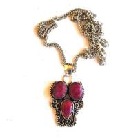 Rub 208 pendant chaine 44cm rubis 8x12mm argent 2