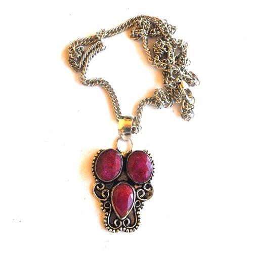 Rub 208 pendant chaine 44cm rubis 8x12mm argent 2