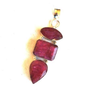 Rub 210 pendant pendentif 60mm rubis 15x12mm argent 1 